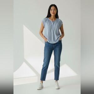 Bit & Bridle Light Blue Patterned Blouse